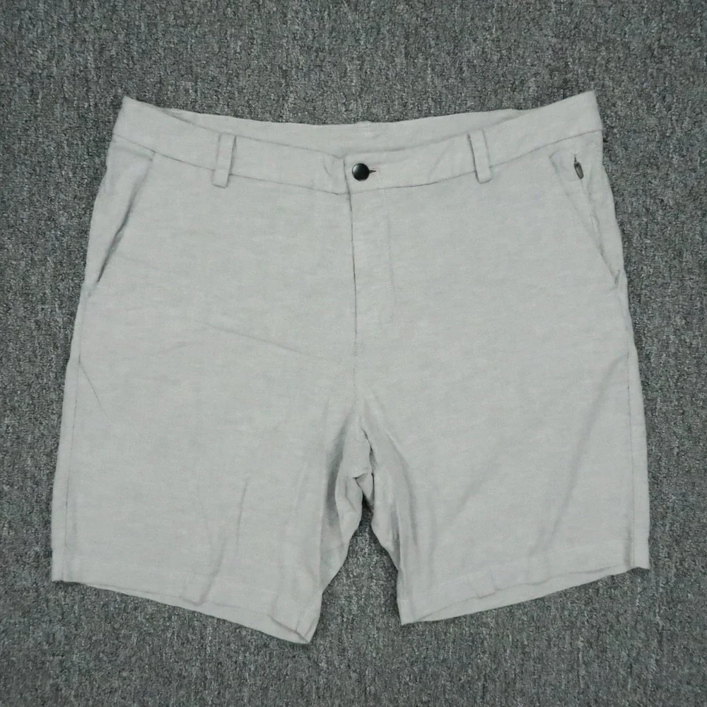 Lululemon Shorts Mens 36 Gray Commission Qwick Oxford Chino Zip Pocket Golf